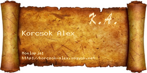 Korcsok Alex névjegykártya